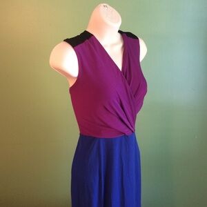 Calvin Klein Purple and Blue Colorblock Sleeveless Dress
